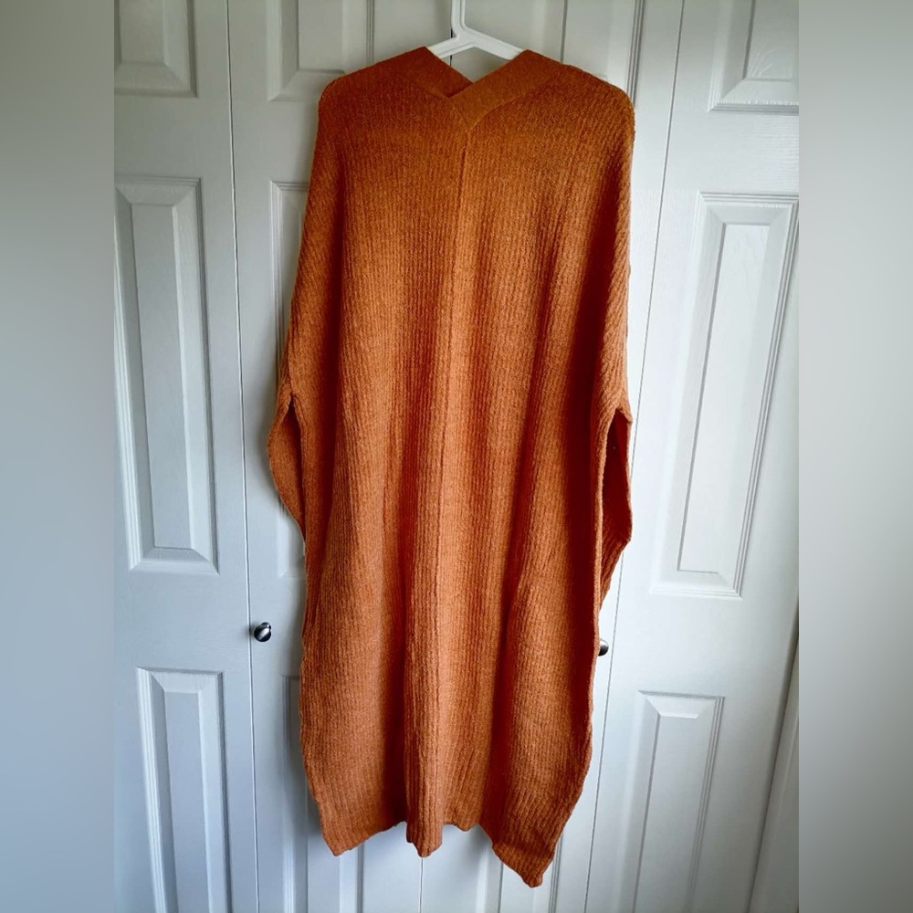 NEW Free People BB Boho Orange Knit Maxi Cardigan - Picture 2 of 9